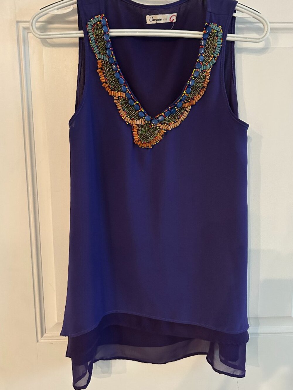 Umgee USA G purple (plum) trapeze top w Beading Size Small